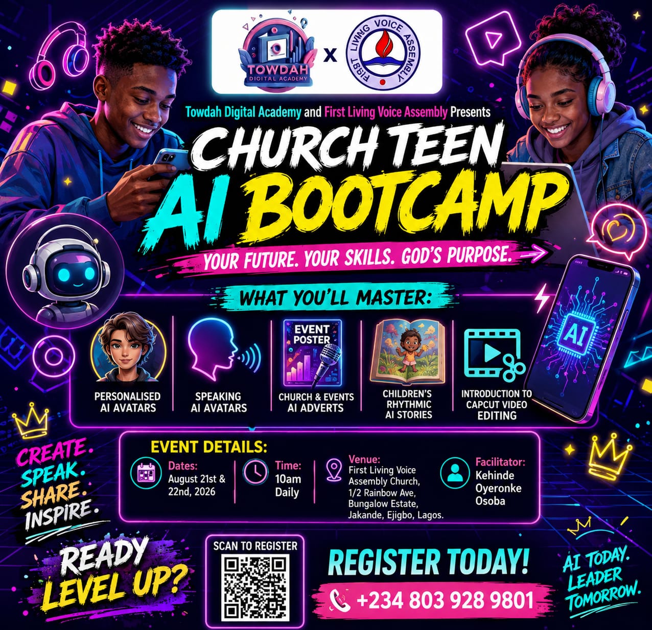 Church Teen AI Bootcamp flyer